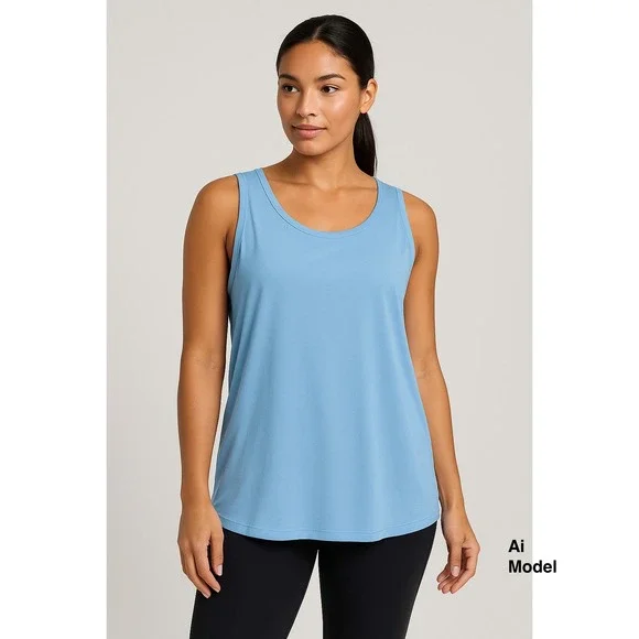 ALO YOGA Blue Racerback Basic Tank Top Athletic Workout Womens 3XL Athleisure - Picture 2 of 8
